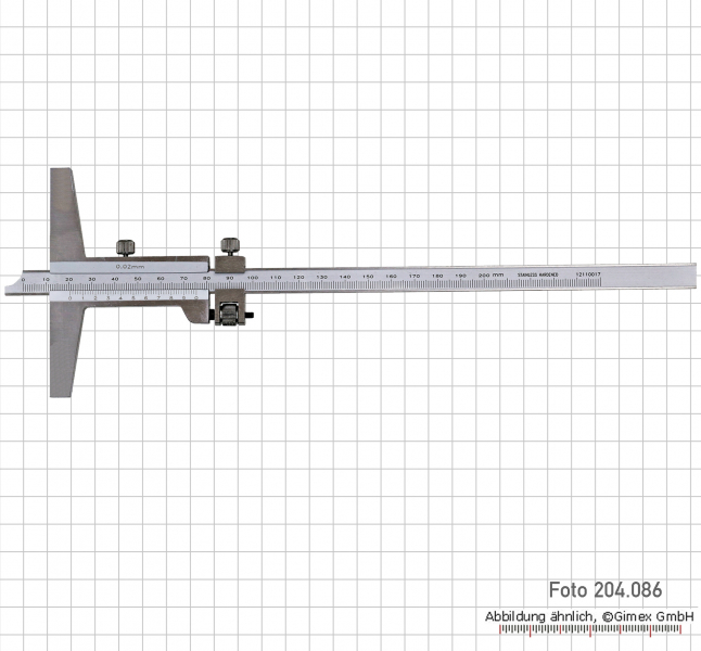 Präz. Tiefenmaß mi Feineinstellung, 300 x 150 x 0,02 mm