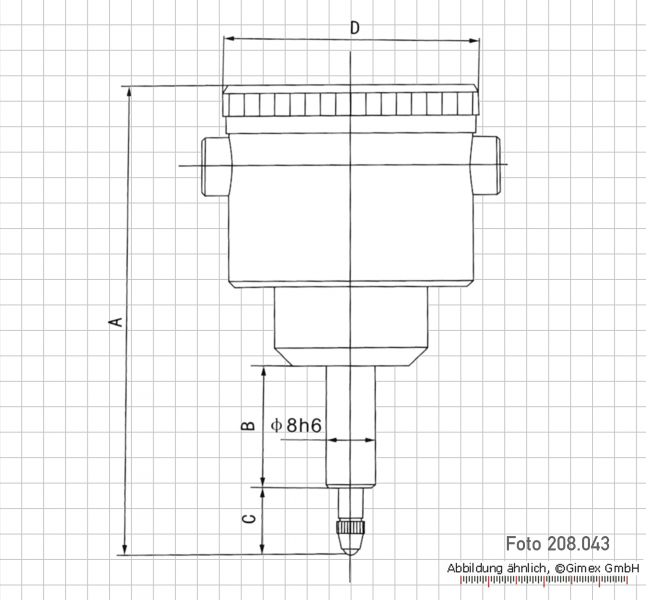 Messuhr mit rückwärtiger Messspindel, 3 x 0,01 mm