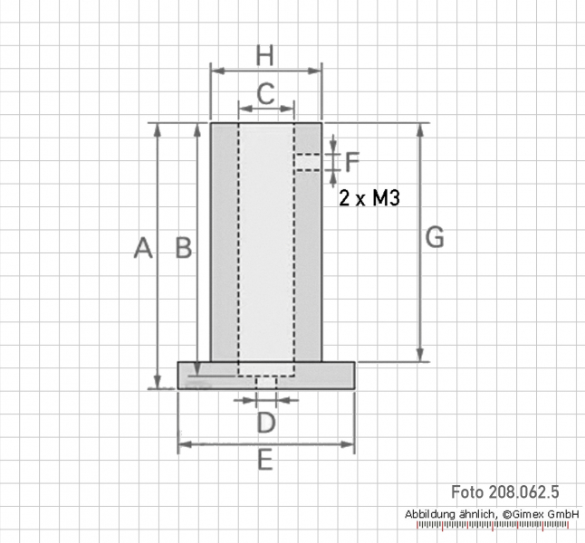 Tiefenmessanschlag, rund, D = 25 mm, L = 58 mm