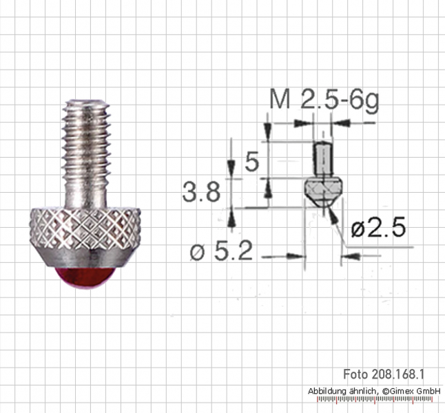 Messeinsatz für Messuhr, keramik,  2 mm