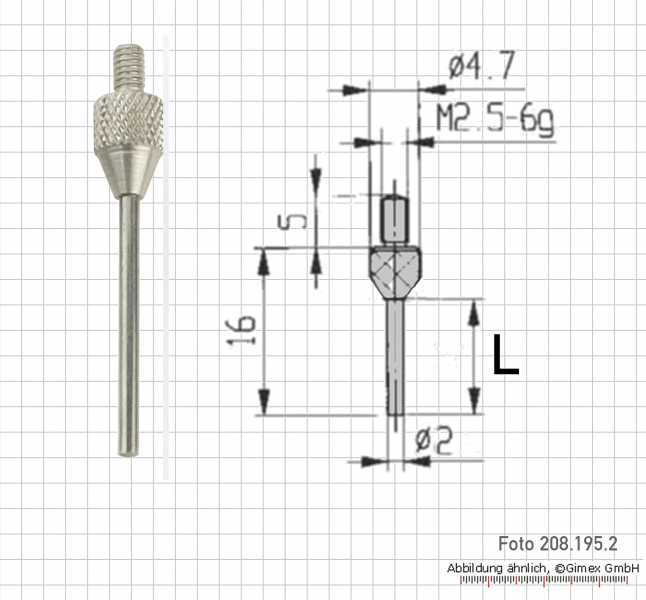 Messeinsatz für Messuhr, D=1,5 mm