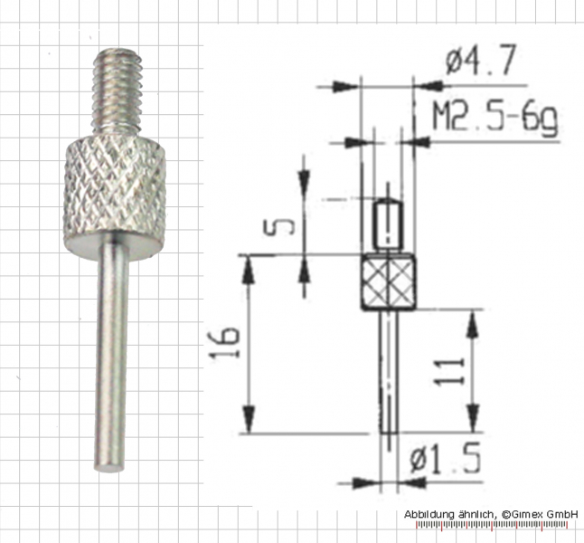 Messeinsatz für Messuhr, D=1,5 mm