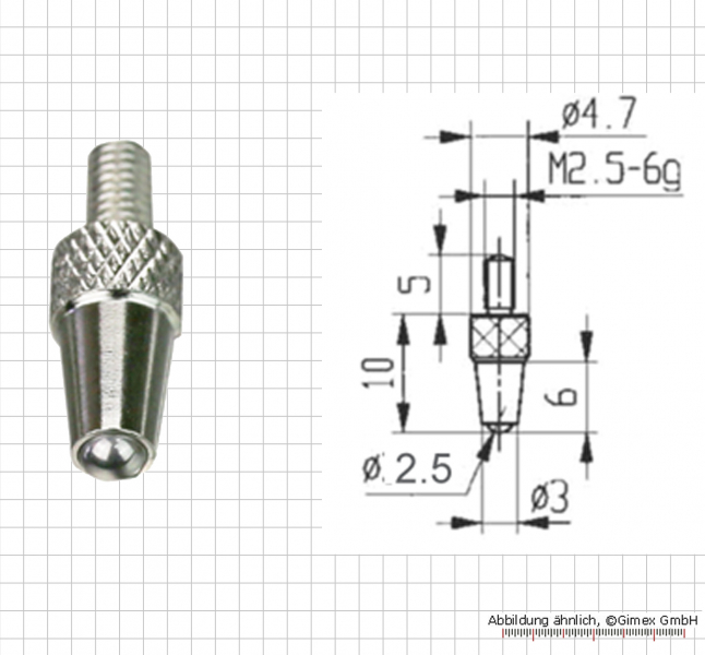 Messeinsatz für Messuhr,  3 mm