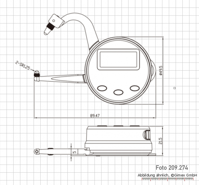 Digital outside caliper gauge,  0 - 25 mm
