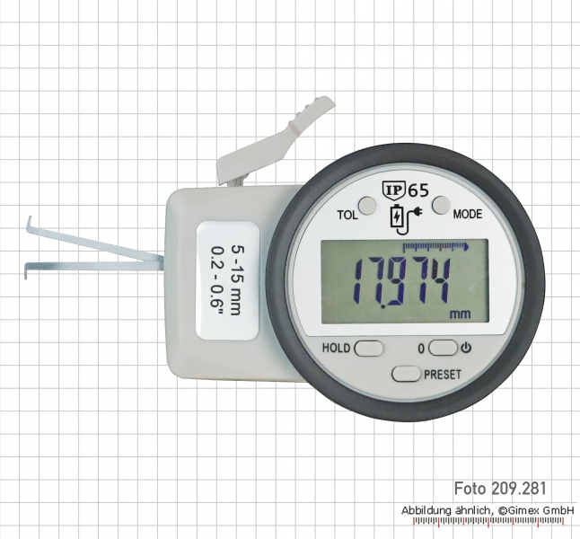 Digital caliper gauge for inside measurements,  5 - 15 mm