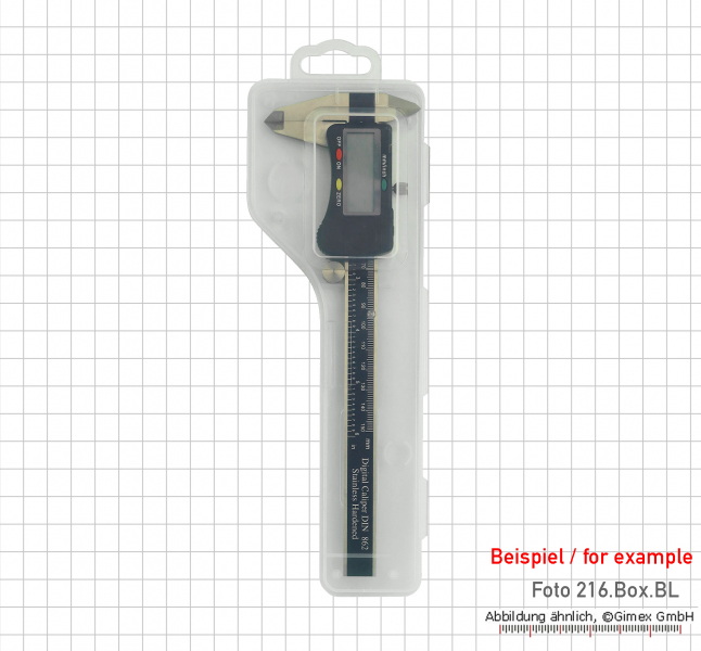 Case with euro hole for caliper 150 mm, tranparent