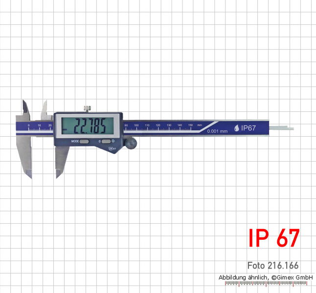 Digital caliper, IP 67, 150 mm, reading 0.001 mm
