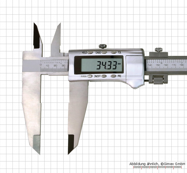 Dig. control caliper with cross points and knife jaws, 300 x 100 mm
