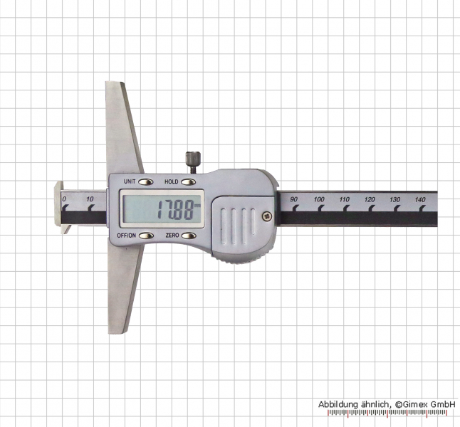 Digital depth caliper, with double hook, 500 mm