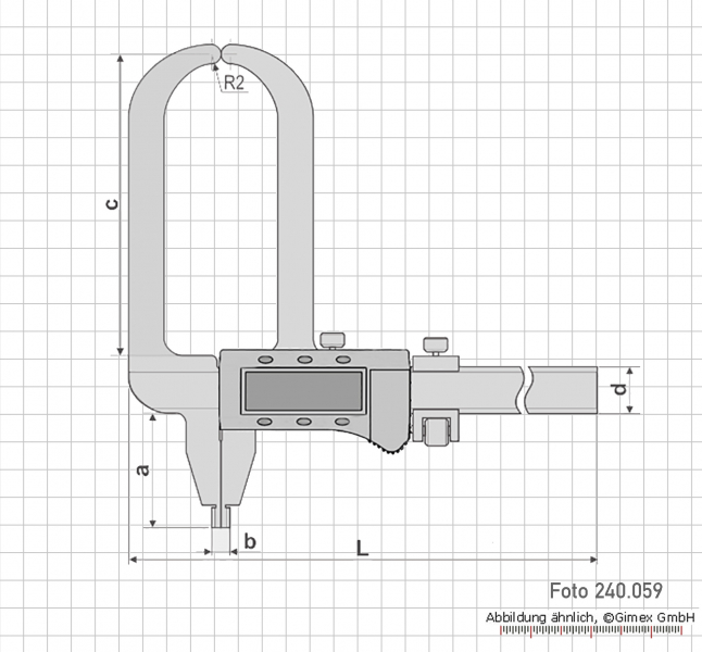 Dig.-Messschieber mit gerundeten Greiferspitzen, 300 mm