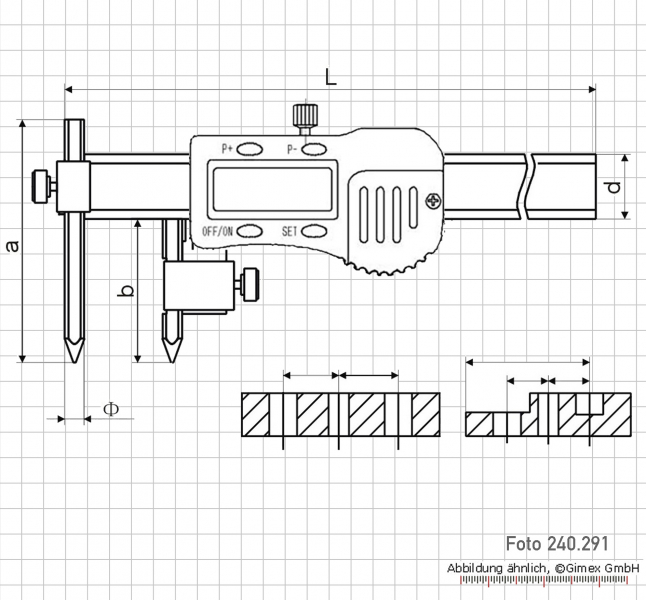 Digital caliper for hole center distance 150 mm
