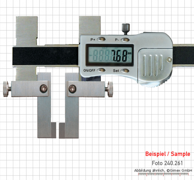Meas. tips for dig. uni. caliper, with blade measuring faces