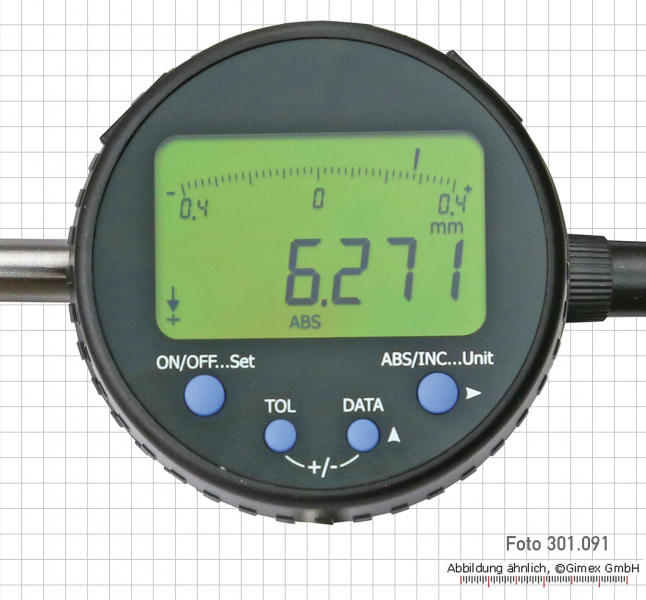 Digital-Messuhr, 0,001 mm Ablesung, ABS, drehbar, (6,5-12,7 mm)