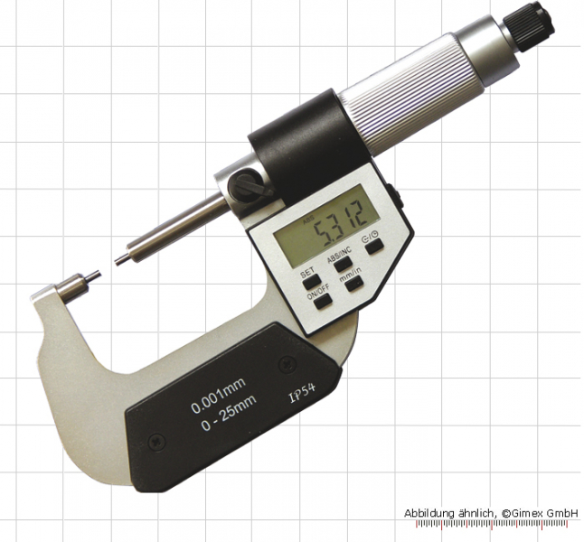 Dig. micrometers with stepped measuring faces, 25 - 50 mm