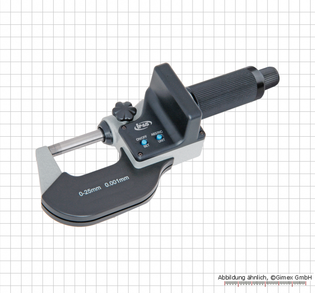 Digital micrometer 0 - 25 mm, 2mm/U, standing form