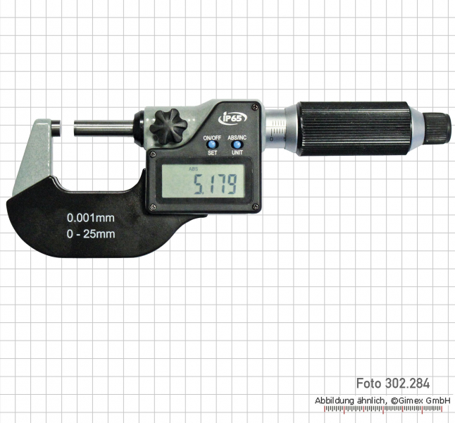 Digital-Messschraube IP65, 2 mm Stg.,   0 - 25 mm