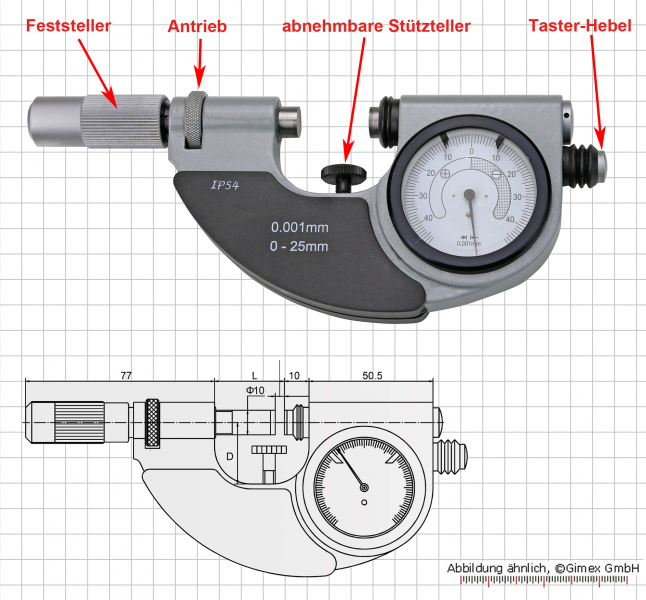 Indicating snap Micrometer, 0 - 25 mm
