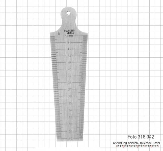 Messkeil aus Stahl, 15 - 30 mm, Ablesung 0,1 mm