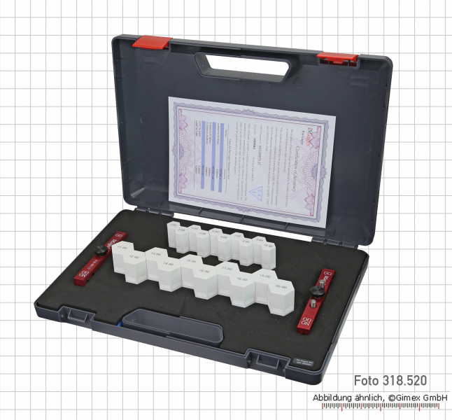 Pin gauges set 20 pieces, ± 0,004 mm,  1.0 - 20.0 mm