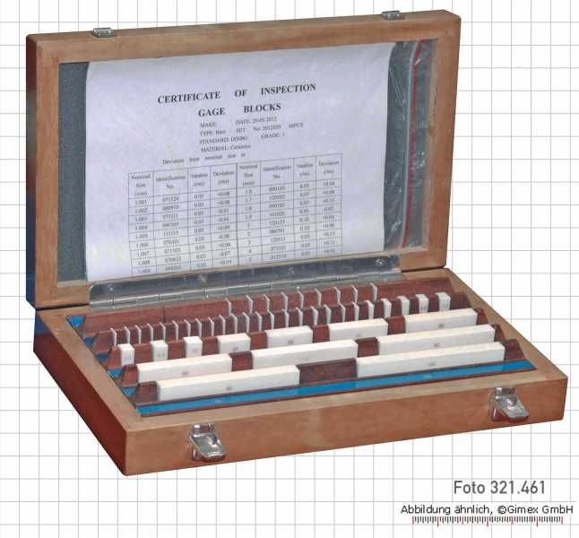 Gauge block set made of ceramic, degree 1,  32 psc.