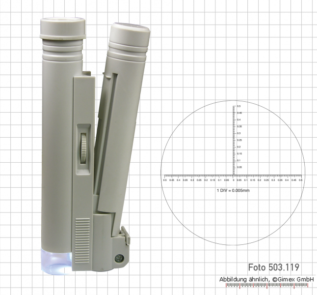 Stab-Mikroskop mit LED-Beleuchtung 200X, 0,005 mm