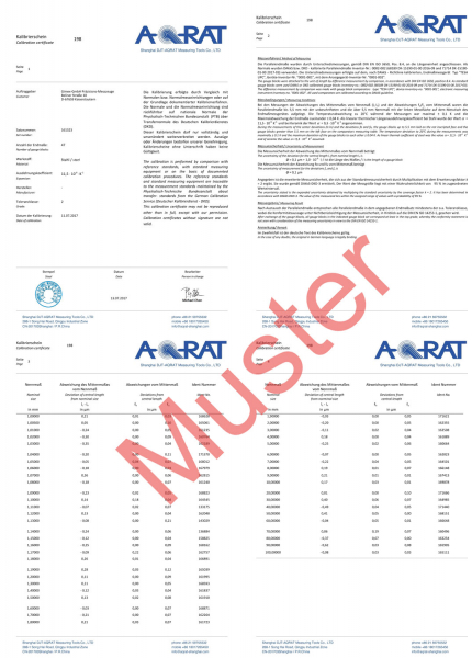 Endmaßsatz aus Stahl, Güte 1,  87 tlg. mit Werkskalibrierschein