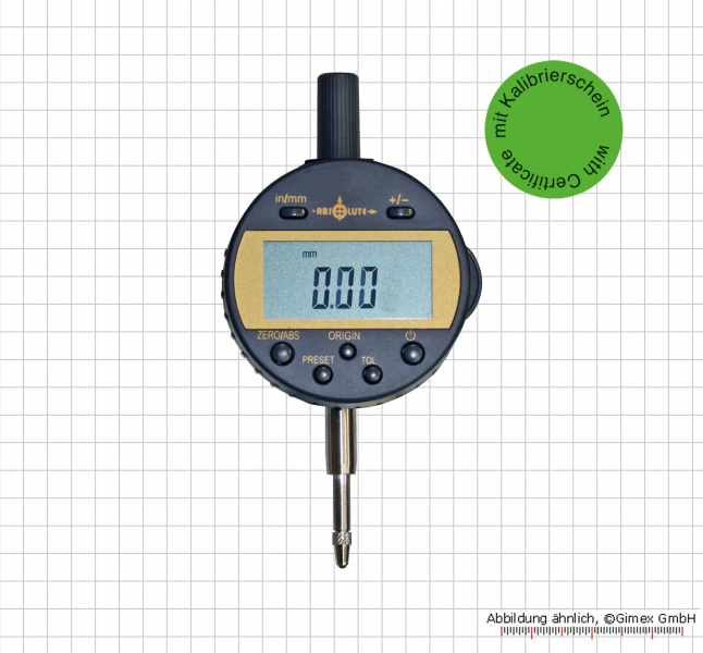 Digital-Messuhr, 12,7 x 0,01 mm, IP 54 mit Kalibrierschein