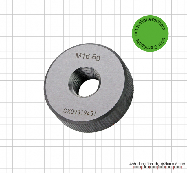 Thread ring gauge with certificate,  M 20 x 2