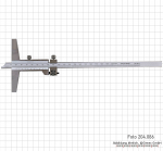 Depth vernier caliper with fine adjustment, 300 x 150 x 0.02 mm