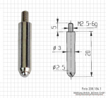 Measuring tip for dial Indicator, L = 20 mm, cylinder 3 mm with ball 2.5 mm